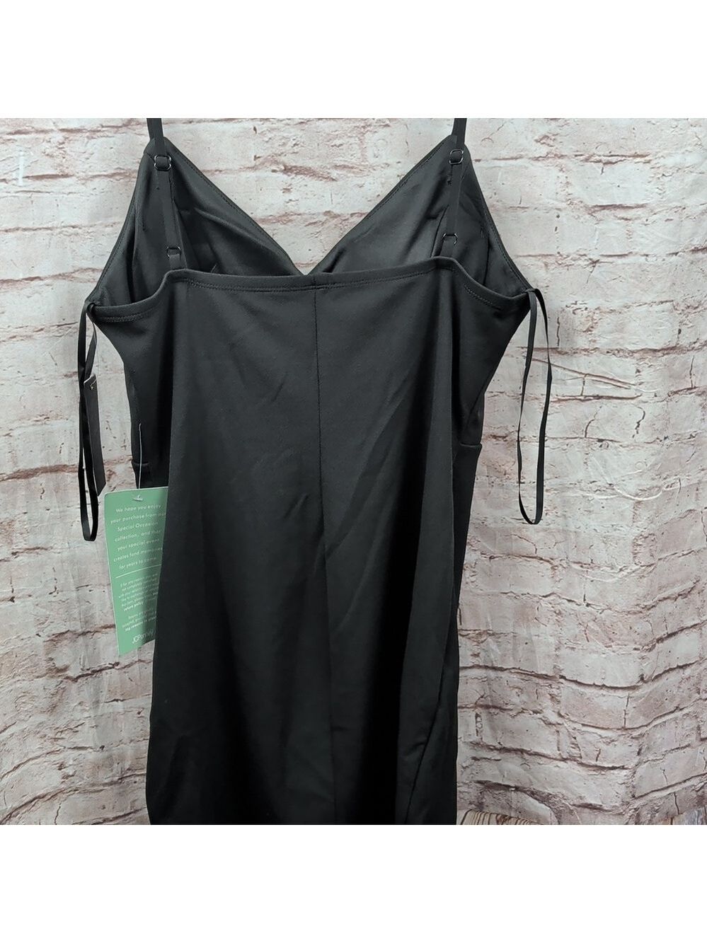 Elegant Black Spaghetti Strap Dress City Triangles XL New Nwt - Picture 7 of 8